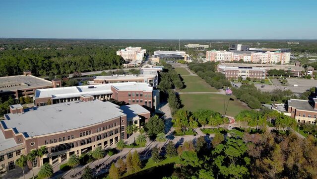 Aerial view of University of Central Florida campus in Orlando. UCF has the second-largest student body of any public university in the USA.