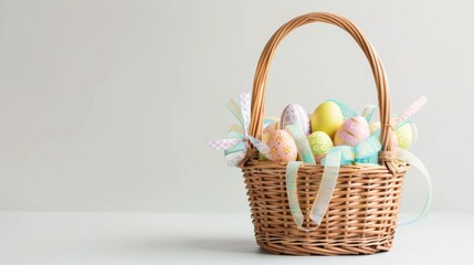 Easter eggs in a wicker basket