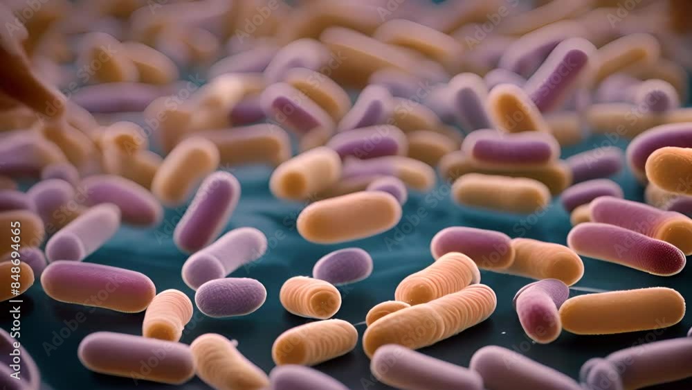 Poster bacteria under a microscope generative ai