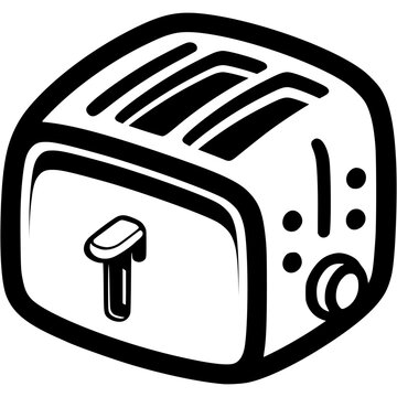 recommend clip art: Toaster ready for toasting bread in monochrome. Bread toast making device. Simple minimalistic vector in black ink drawing on transparent background