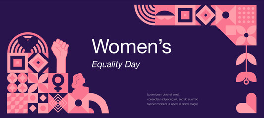 Women's Equality Day. August. Geometric template,web banner dedicated to women's history month. The concept of women's equality day. Poster, greeting card, banner and background. Vector illustration