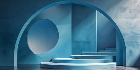 podium stage product promote color black, 2:1, background, blue light, 3d, promotion, stage, podium, design, product, advertising, concept, mockup, display, dark, backdrop