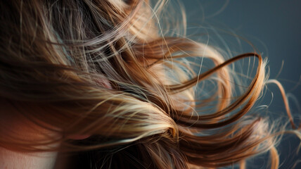 Naklejka premium Close-up of windblown hair, capturing the dynamic motion and texture.