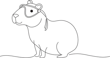 continuous-line-art-or-one-line capybara