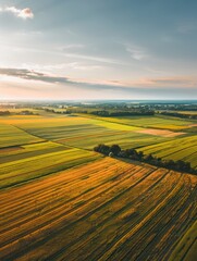 Futuristic AI-Powered Drone Surveillance of Vast Rural Farmland under Clear Skies using DJI Mavic Air 2 with 24mm Lens - High Clarity Aerial View