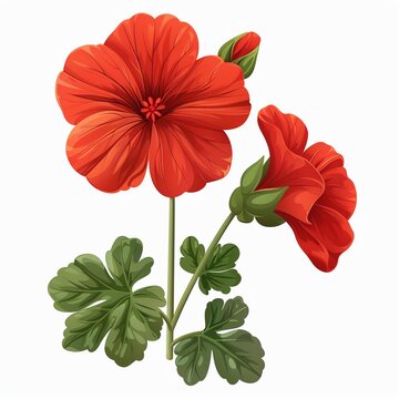 red geranium flowers on white background clip art preview