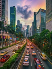 Fototapeta premium Futuristic AI-Driven Smart City Infrastructure Optimizing Traffic Flow and Urban Landscape