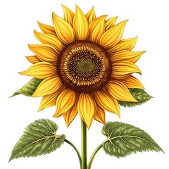 Fototapeta premium A sunflower clipart, flower element, vector illustration, yellow, isolated on white background