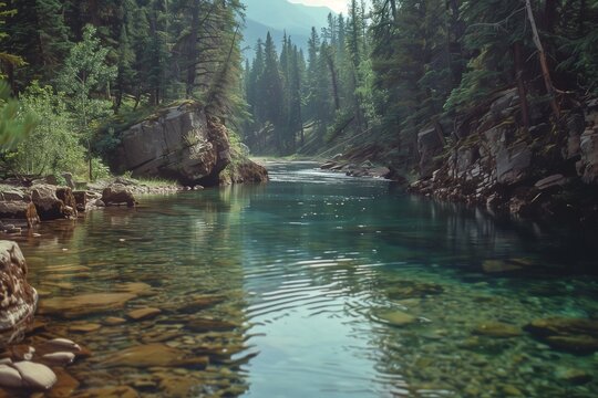 clear water river landscape by generative ai - Powered by Adobe