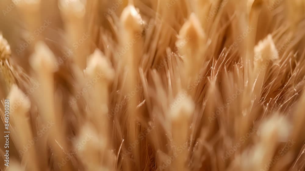 Poster a closeup of a section of a bristly brush bristle showing off its almost spiky texture and tapered p