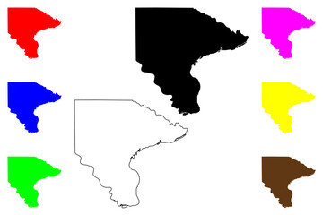 Lee County, Iowa (U.S. county, United States of America, USA, U.S., US) map vector illustration, scribble sketch Lee map