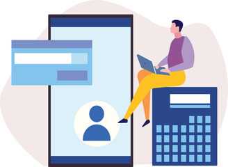 The boy is working on the sign-in account.