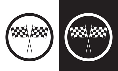 Racing flag icon set. race flag icon. Checkered racing flag icon.  isolated on white and black background. EPS 10