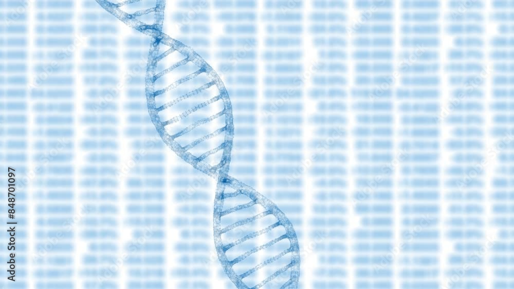 Canvas Prints loop dna rotation on white blue blurred business data background.