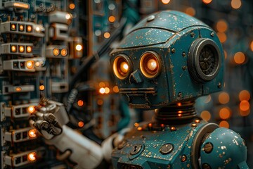 Artificial Intelligence Internet of Things Network Protection Global Business Robots. Ai Generative illustration.