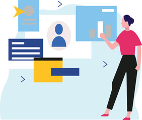 The girl is telling the account details.