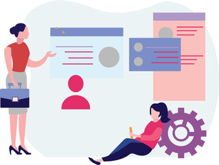 The girls are talking about signing into accounts.