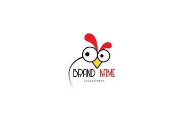 Rooster logo with a simple and modern design on a white background 