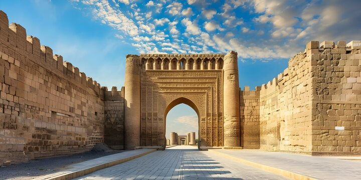 Explore rich Akkadian Assyrian Babylonian heritage in Mesopotamian city. Concept Ancient Civilizations, Mesopotamian Legacy, Akkadian Artifacts, Assyrian Culture, Babylonian Heritage