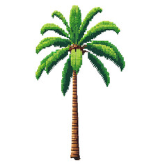 Pixel Palm Tree on Transparent Background