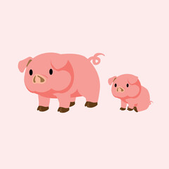 Pig Animal Simple Flat Design Vector