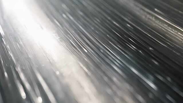 The ridged texture of brushed stainless steel gives off a bold industrial look with a cool metallic sheen.