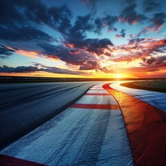 Naklejka premium Race track background sunlight sky background