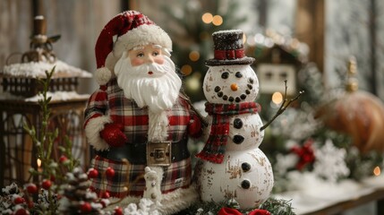 Infuse your Christmas setting with the whimsical charm of Santa and a snowman