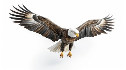 Fototapeta premium bald eagle flying in the air with its wings spread