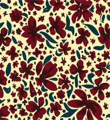 Vintage, Style,  Floral Pattern, Background, Spring Floral, Classic Dainty Floral Seamless Print Design