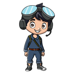 Cute kid wearing costume pilot