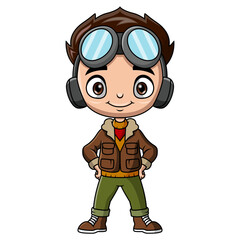 Cute kid wearing costume pilot