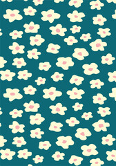 Seamless floral pattern with hand drawn  flower garden elements on an isolated background