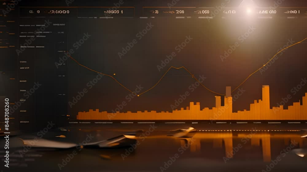 Poster financial data graph with reflection generative ai