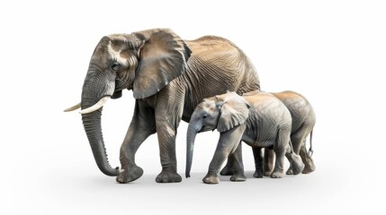 Obraz premium mother elephant and her baby walking together
