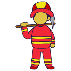 Firefighter Equipment Isolated on White Background. Vector Illustration in Cartoon Design and Shapes.