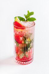 strawberry cocktail on the white