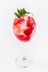 strawberry cocktail on the white