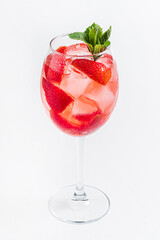 strawberry cocktail on the white