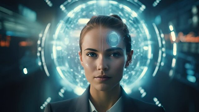 Woman with future technology concept,AI (artificial intelligence) concept.deep learning