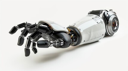 robotic hand holding a camera and a camera lens