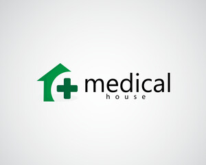 house with plus medical green logo for clinic ,doctor ,and consulting