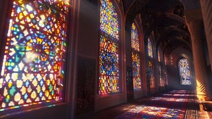 Obraz premium A stained glass window illuminating the divine hues of spirituality and art