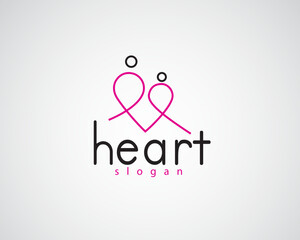 abstract two people side by side forming love with the l line concept logo