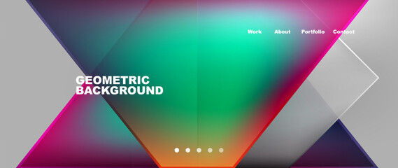 Flowing bright neon gradients geometric abstract background with triangles and lines. Fluid color pattern of color liquid gradient background for wallpaper, banner, background, card, landing page