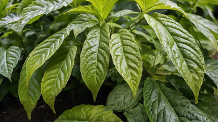 Photo nature of green leaf in garden at summer. natural green leaves plants using as spring background greenery wallpaper Ai generative.
