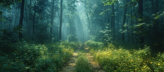 Fototapeta premium The situation in the forest with beautiful natural composition