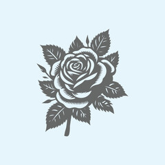 free vector black rose flower illustration