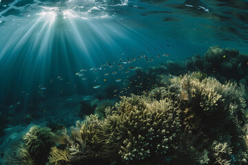 Obraz premium Sea surface from under water view