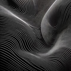 Black abstract background design. Modern wavy line pattern (guilloche curves) in monochrome colors. Premium stripe texture for banner, business backdrop.
